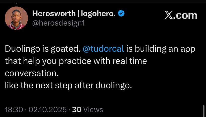 User testimonial from X/Twitter
