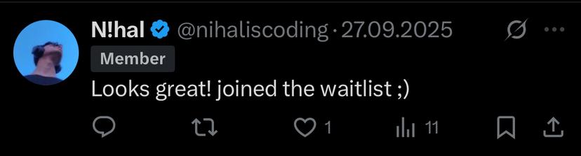 User testimonial from X/Twitter